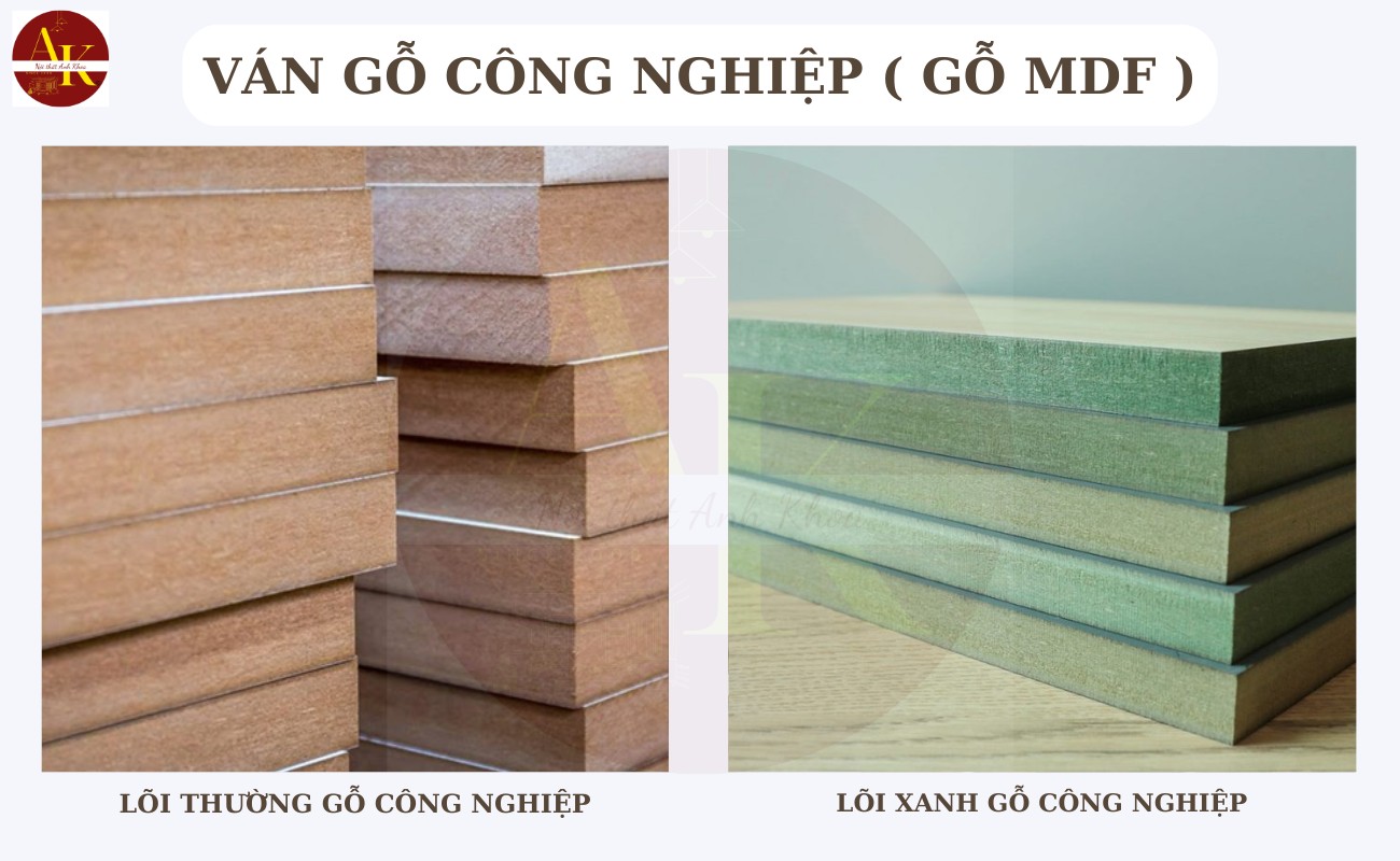 Gỗ công nghiệp MDF lõi xanh chống ẩm và lõi thường 