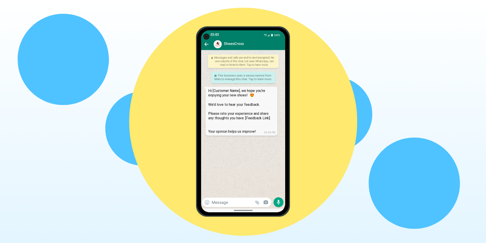 WhatsApp message to gather customer feedback 