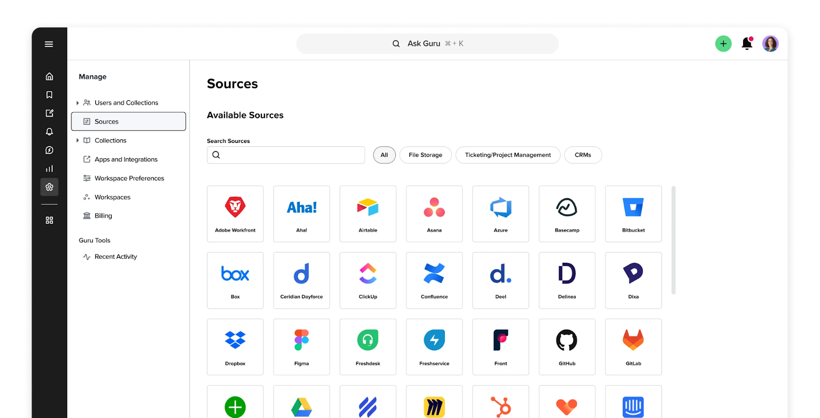GetGuru-dashboard-Document360Alternatives