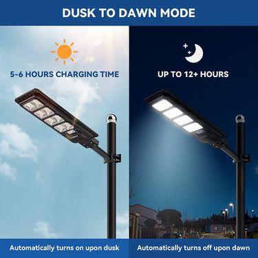 the image displays a solar sensor street light