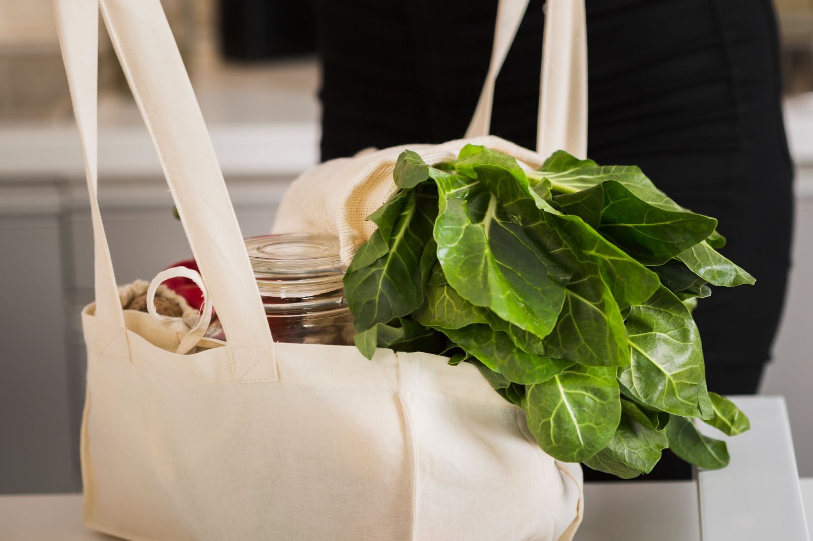 Organic bag with fresh vegetables.