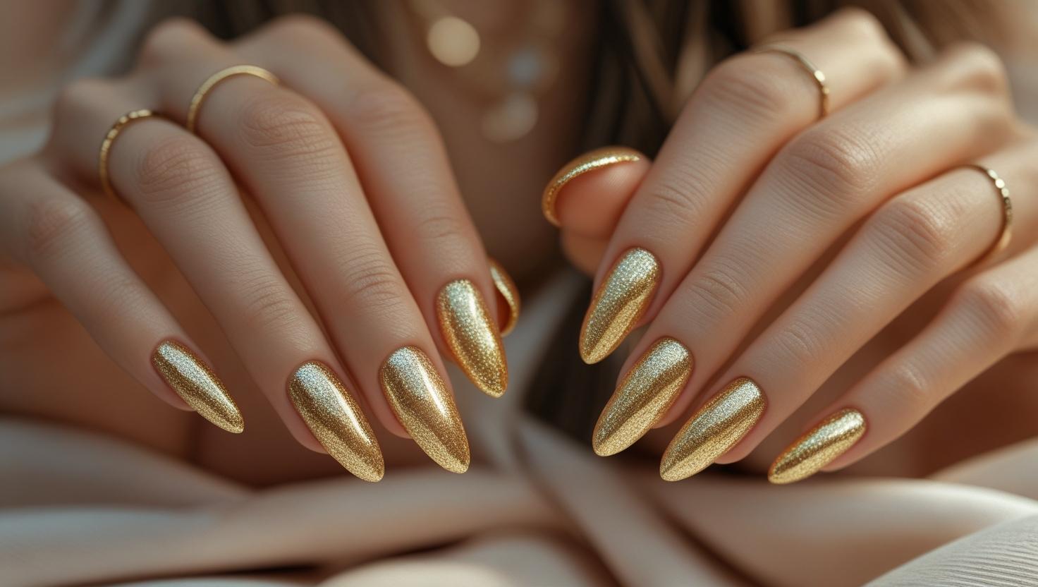 Schimmernder goldener Nagellack