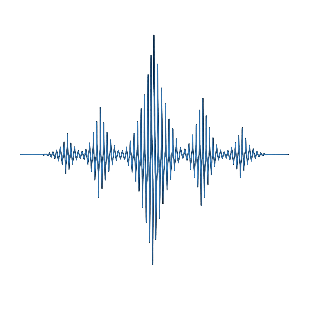 A waveform graphic showing clear and sharp audio signals