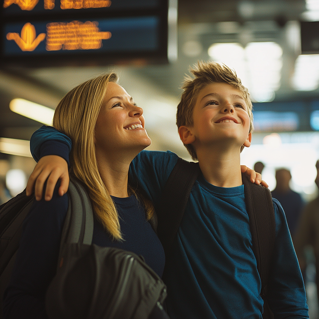 A happy mother and son embracing each other | Source: Midjourney