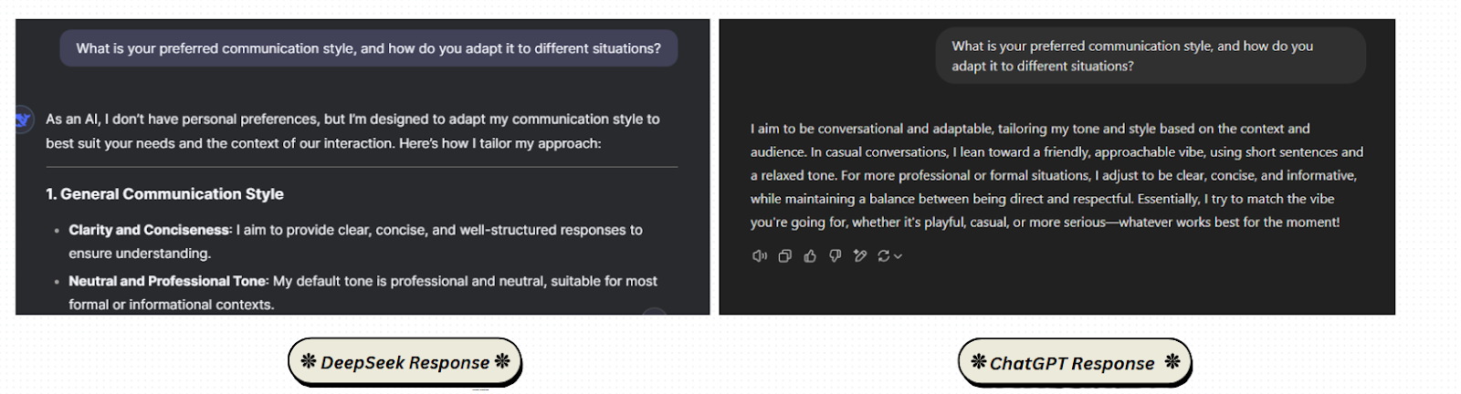 DeepSeek vs ChatGPT conversation feature comparison