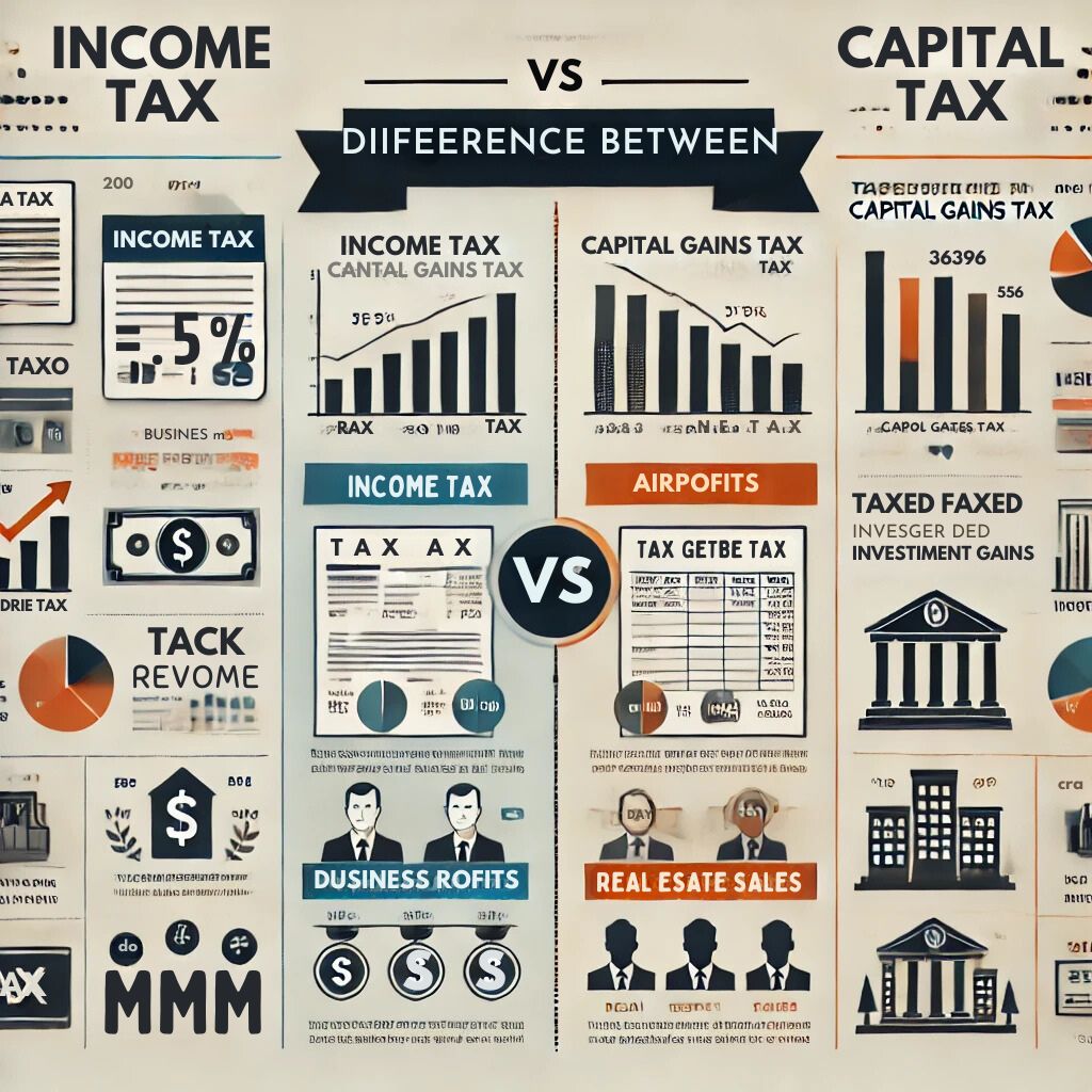 difference between income tax and capital gains tax