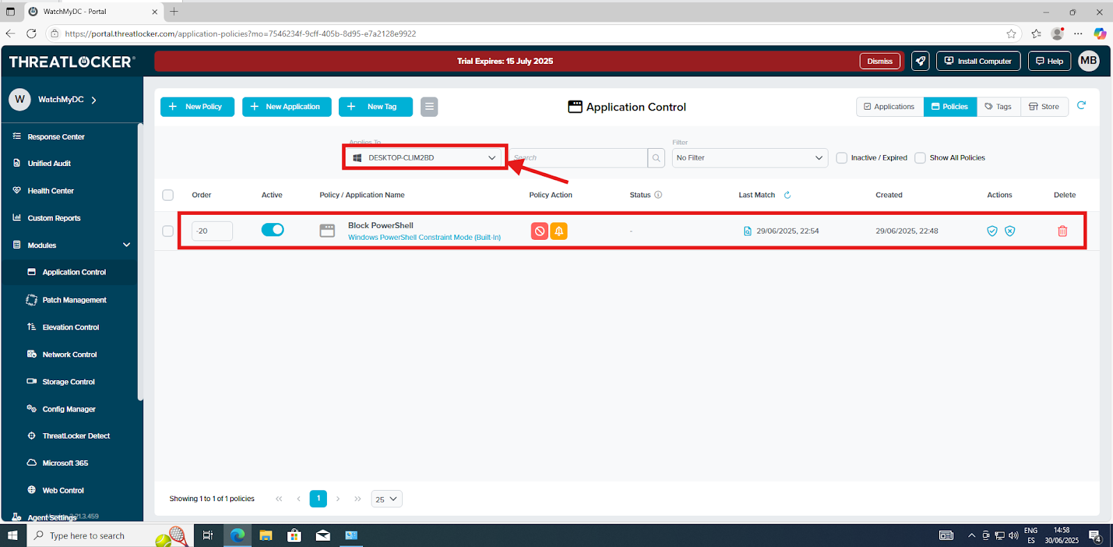 How to create a new application policy?