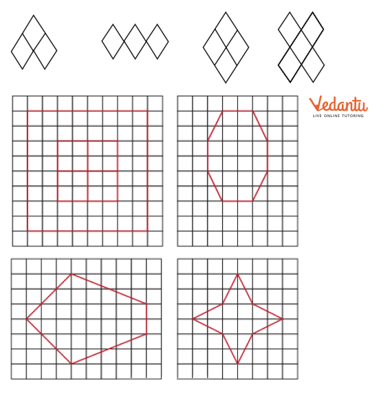 the line of symmetry in these shapes