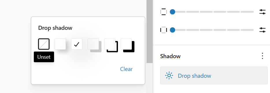 Setting the Shadow property for the custom block in the Inspector Panel.