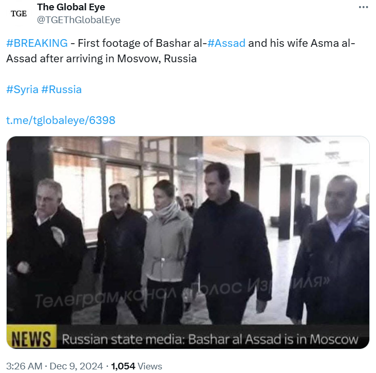 First image of Bashar Al Assad as Refugee in Russia.