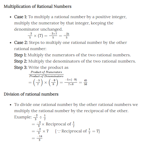 Multiplication and Divison of Rational Numbers