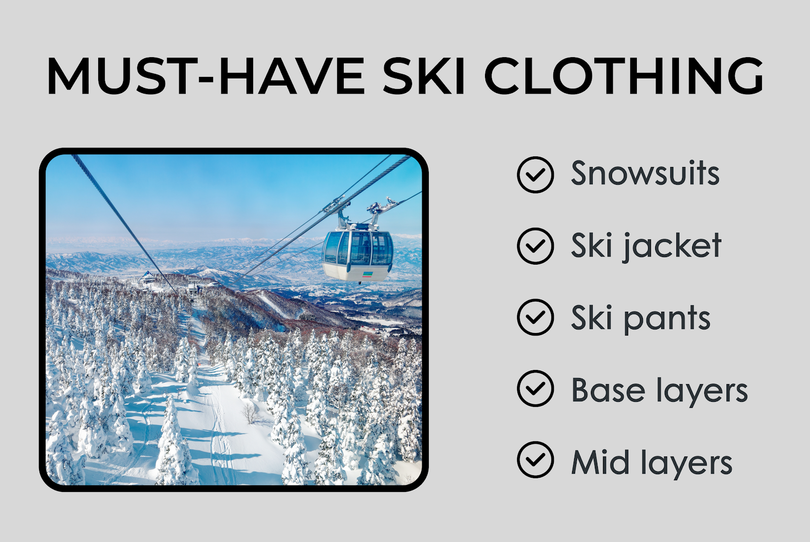 List of must-have ski clothing 