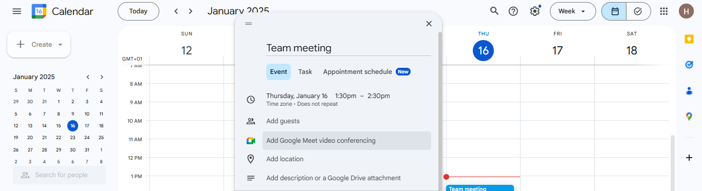 Select 'Add Google Meet video conferencing.'