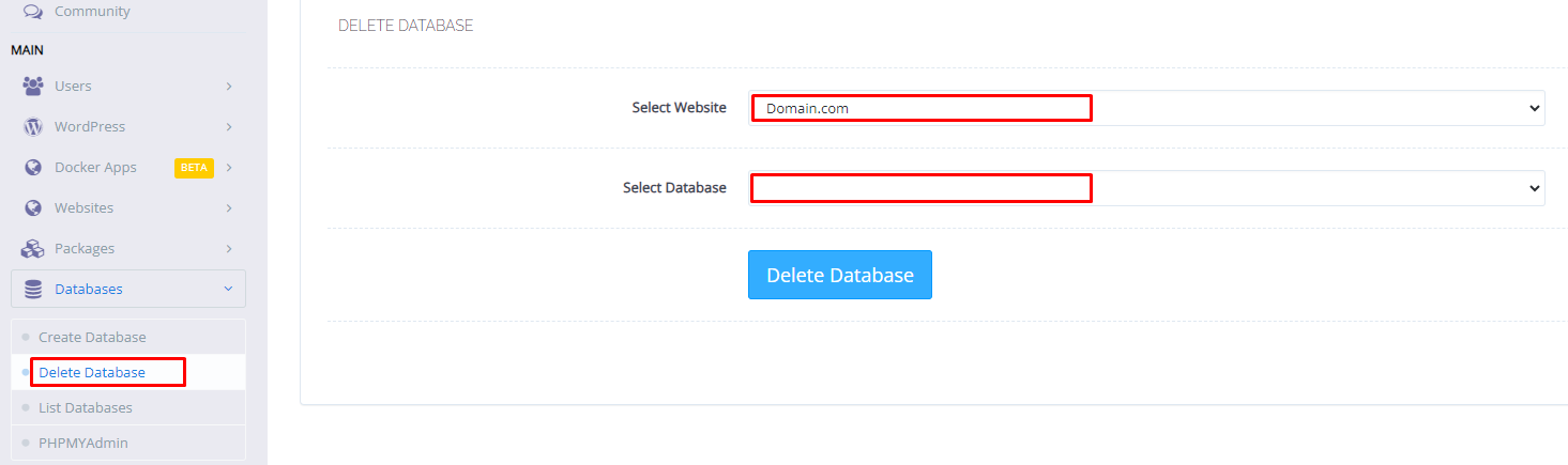 Delete Database in CyberPanel | BiGCloudy KB 