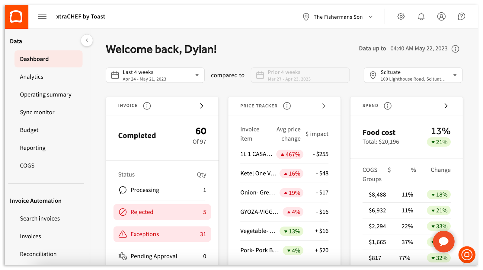 xtraCHEF: Navigate the Dashboard