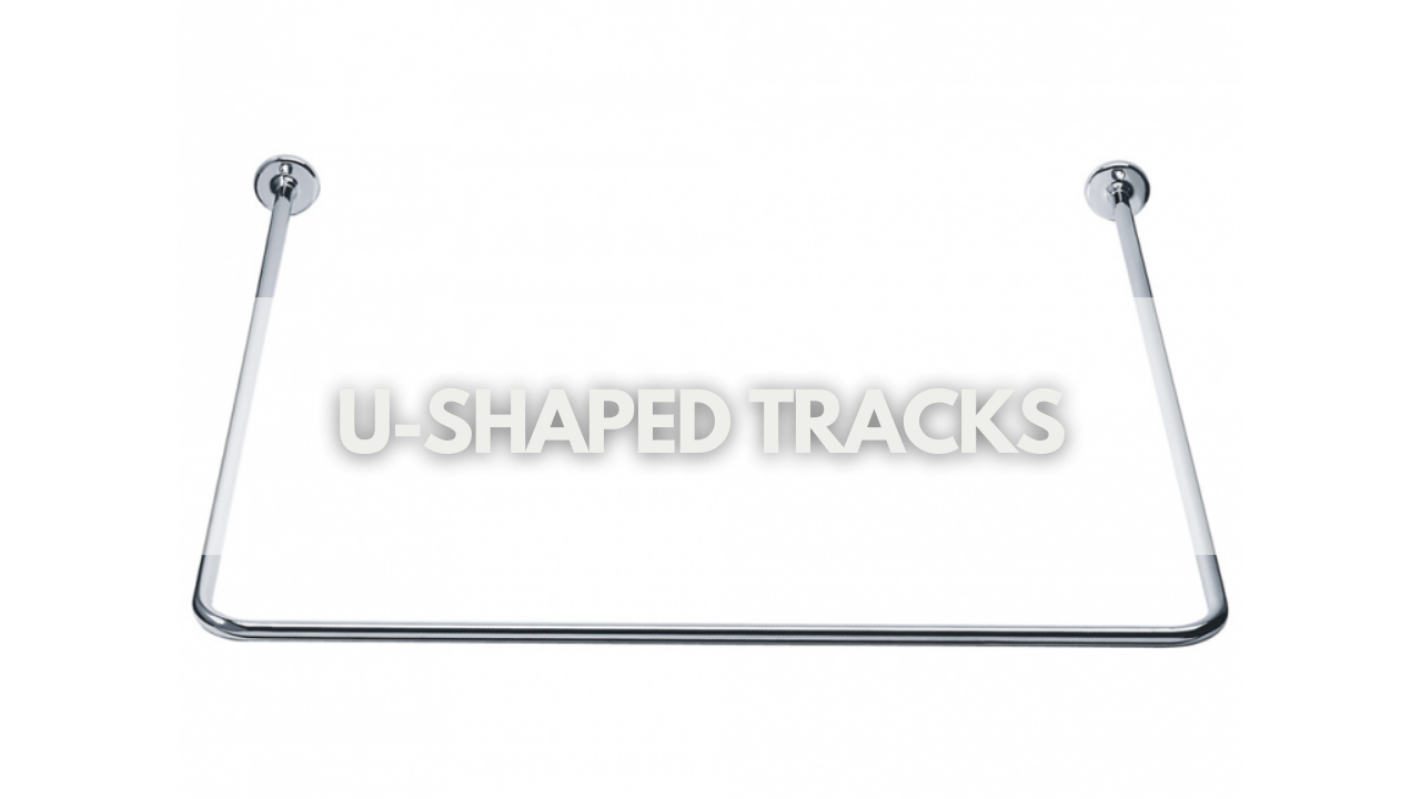 U-shaped tracks for stylish, full coverage around corners and alcoves.