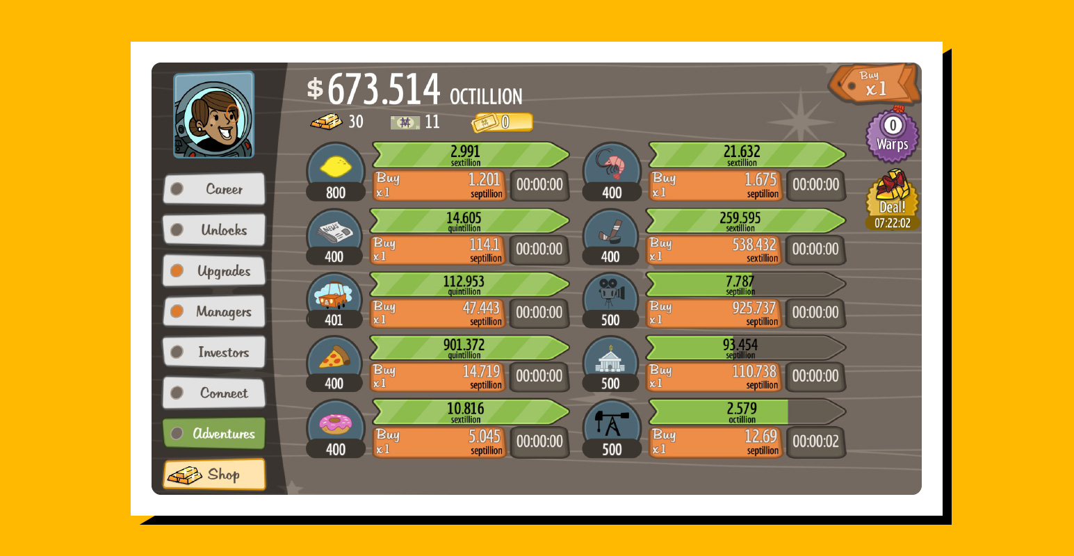 Gameplay screenshot from AdVenture Capitalist