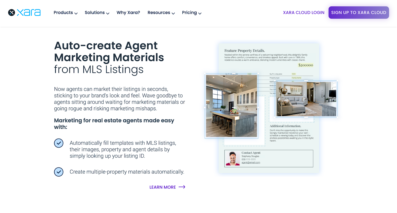 Xara-Property listing creation tool section