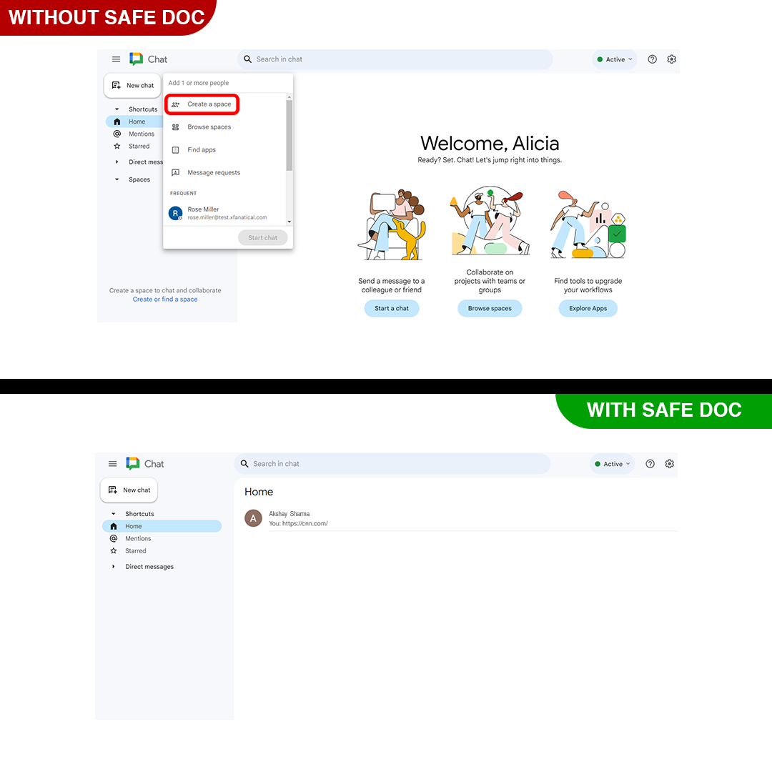 Disable Creating Spaces in Google Chat using Safe Doc