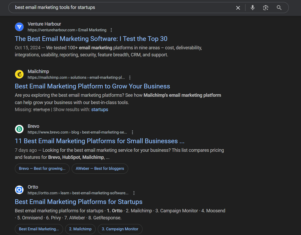 An example of a Google SERP