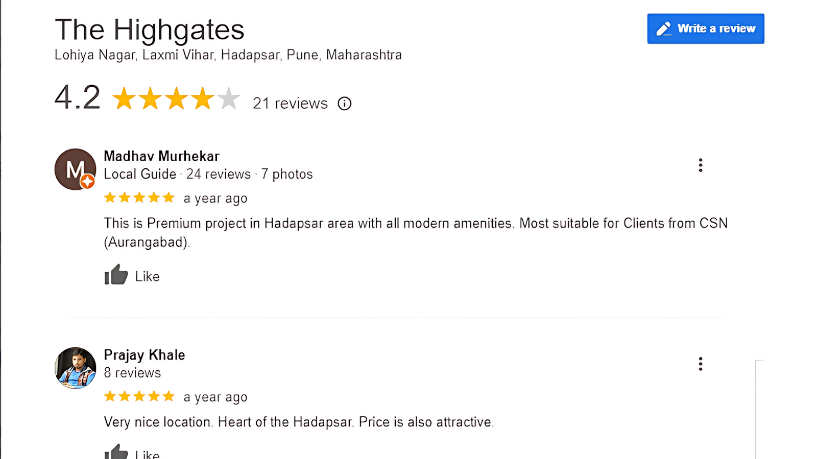 The Highgates Pune reviews.