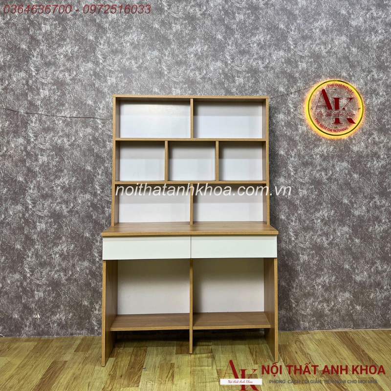 Bàn Học Sinh Gỗ MDF Thiết Kế Đẹp Kèm Kệ Sách Tiện Lợi