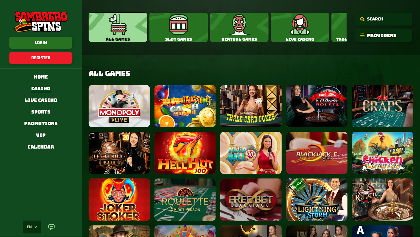 SombreroSpins casino games