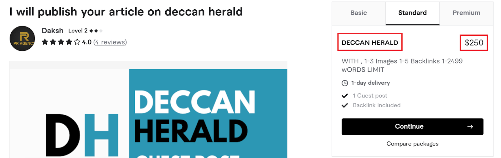 Deccan Herald premium Google placement