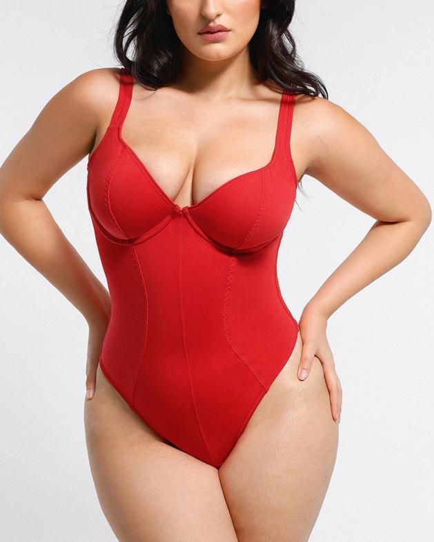 AirSlim®  Chic Scoop Neck Thong Bodysuit