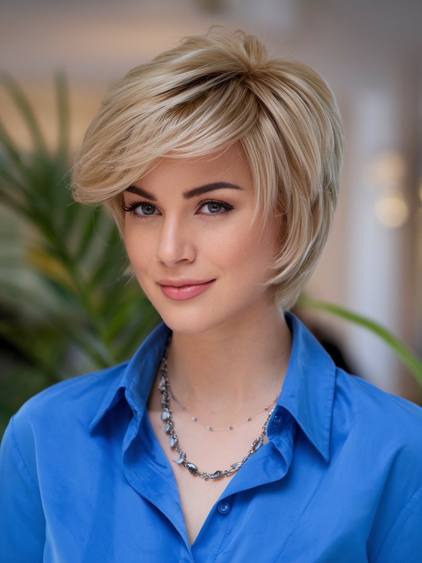 14. Short Blonde Bob Blowout