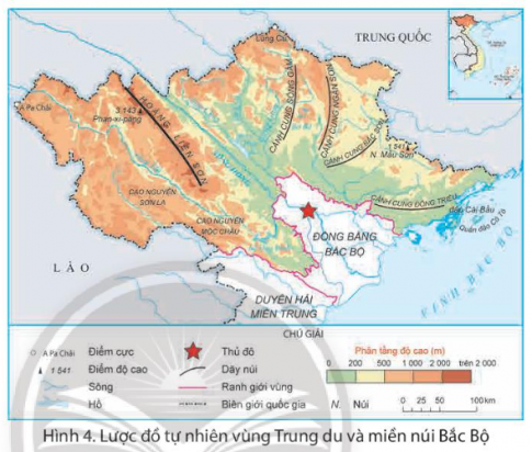 Quan sát hình 4, em hãy:  - Xác định trên lược đồ vị trí vùng trung du và miền núi Bắc Bộ  - Nêu tên các quốc gia, vịnh biển, các vùng tiếp giáp với Trung du và miền núi Bắc Bộ