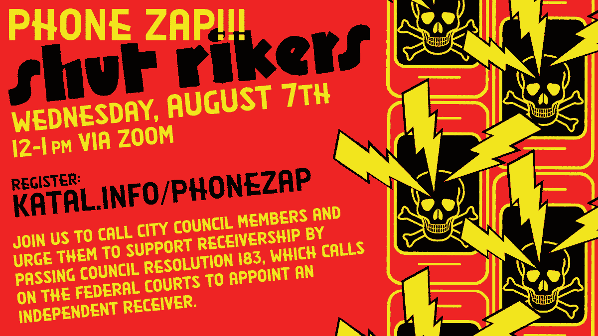 Flyer for Shut Rikers Phone Zap