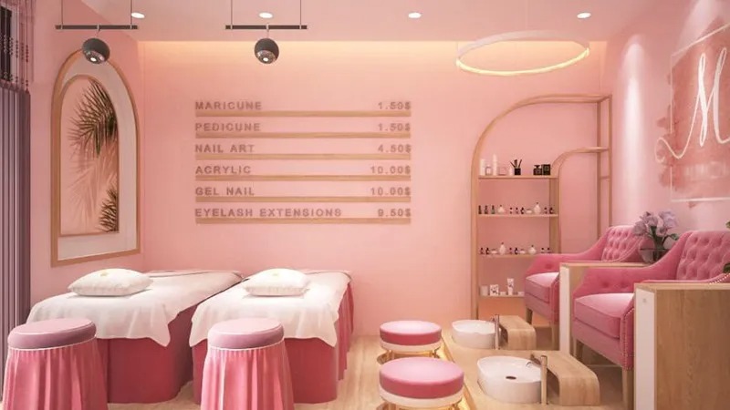 Thiết kế tiệm nail nhỏ đẹp 2024
