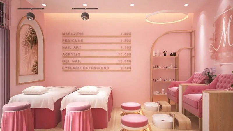 Thiết kế tiệm nail nhỏ đẹp 2024