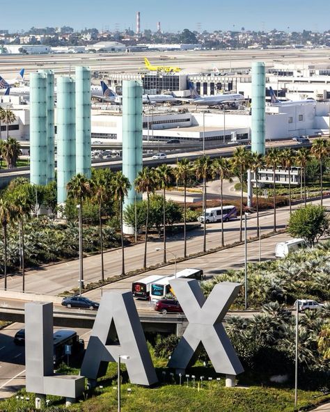 This contains an airport with palm trees and large letters