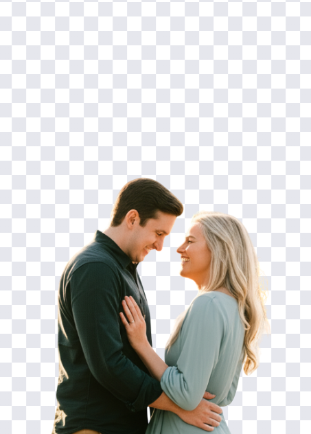 A couple cut out with no background using AI