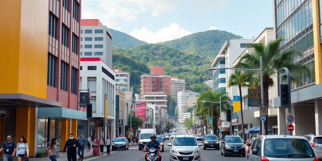 Scène urbaine de medellin avec des technologies de sécurité