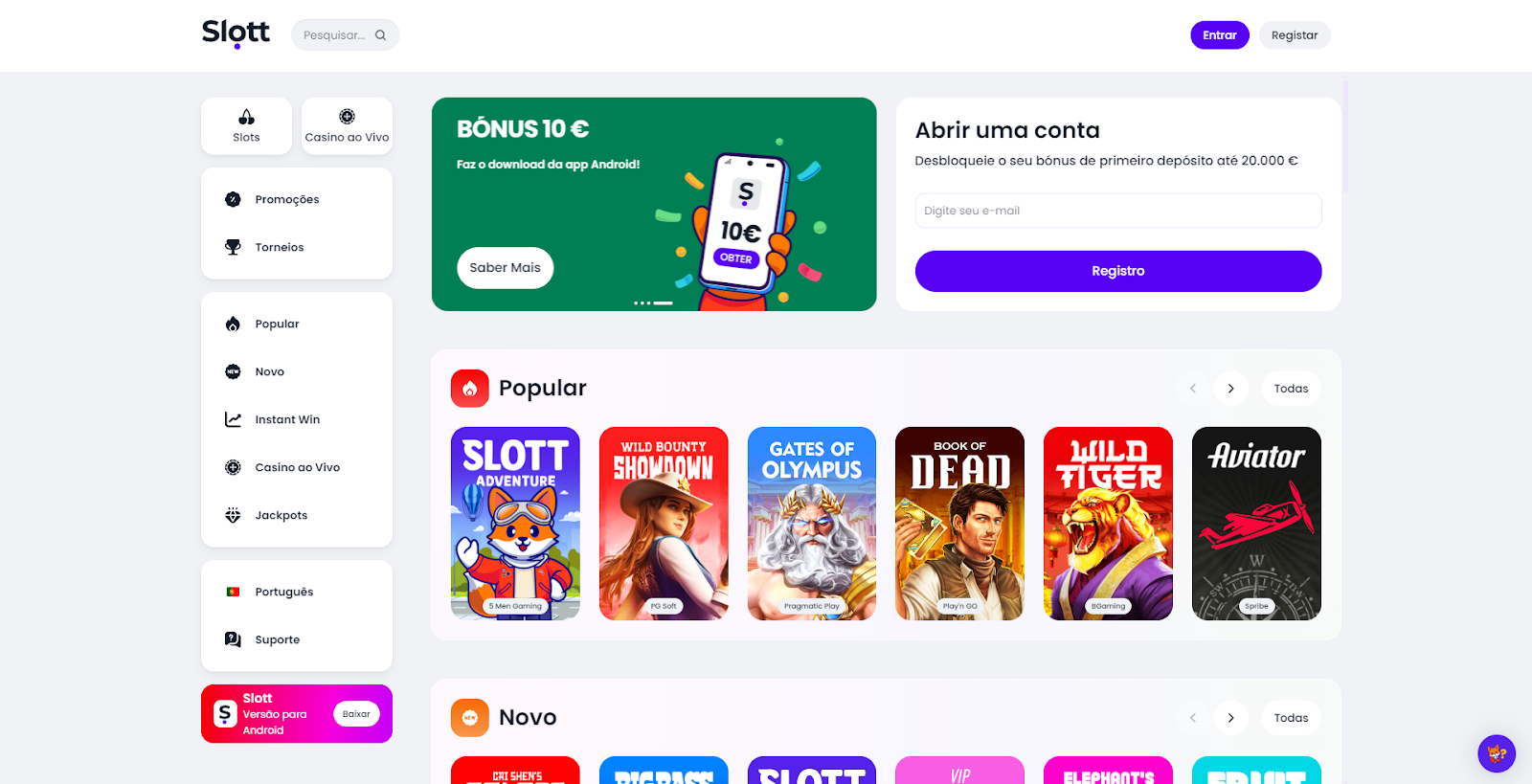 Clique em Saber Mais dentro do retângulo verde para saber como instalar a app e ganhar 10€ grátis