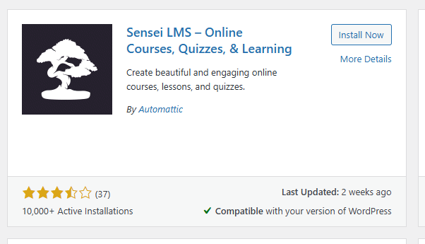 a screenshot of sensei LMS plugin