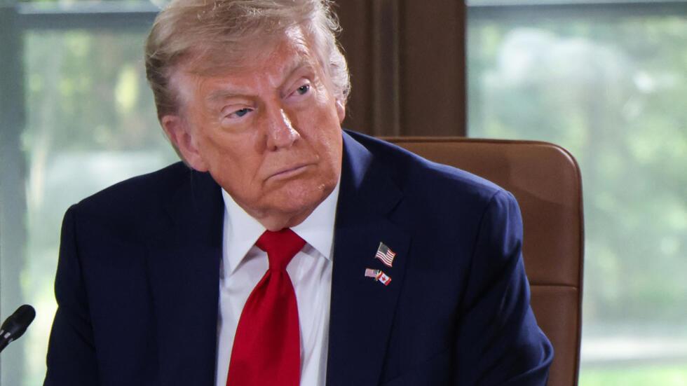 US President Donald Trump attends a working session during the Group of Seven (G7) Summit at the Pomeroy Kananaskis Mountain Lodge in Kananaskis, Alberta, Canada on June 16, 2025. (Photo by Ludovic MA