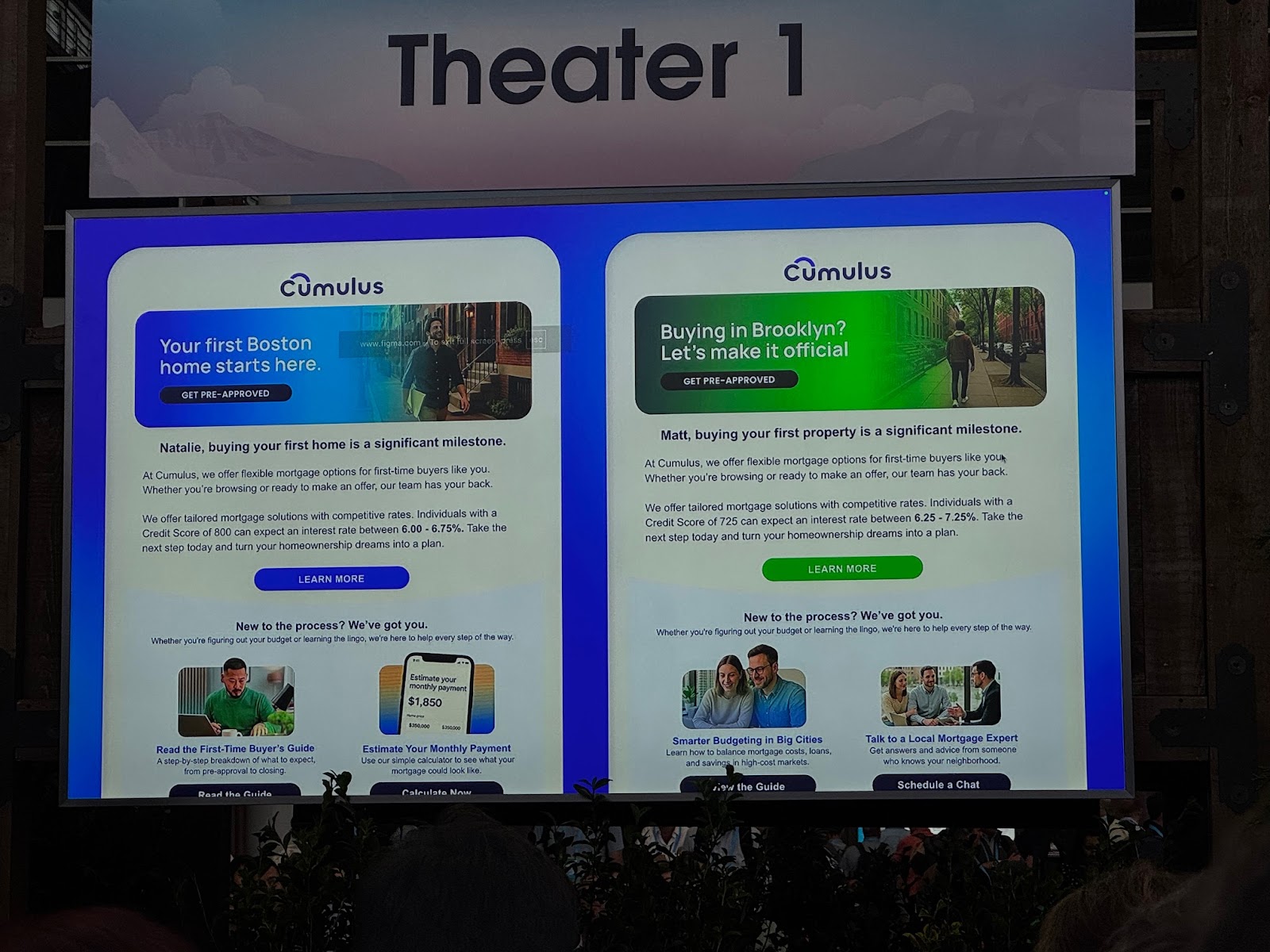 A picture of a slide from Agentforce World Tour showing dynamic blocks being used to personalize the email for recipients in two different locations, one in Boston and one in Brooklyn