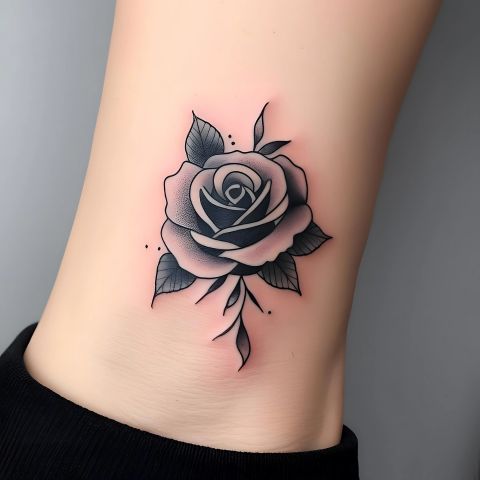 Black and Grey Rose Tattoo
