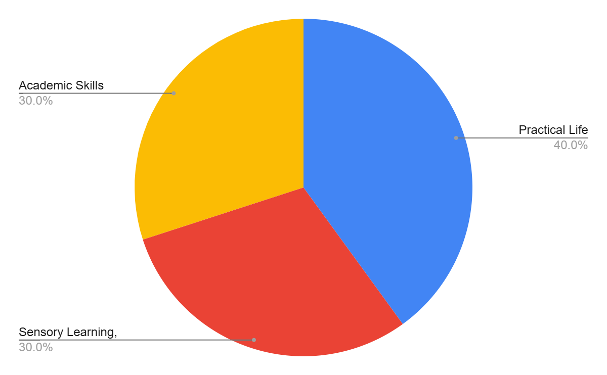 Pie chart that shows Focus Areas in Montessori 