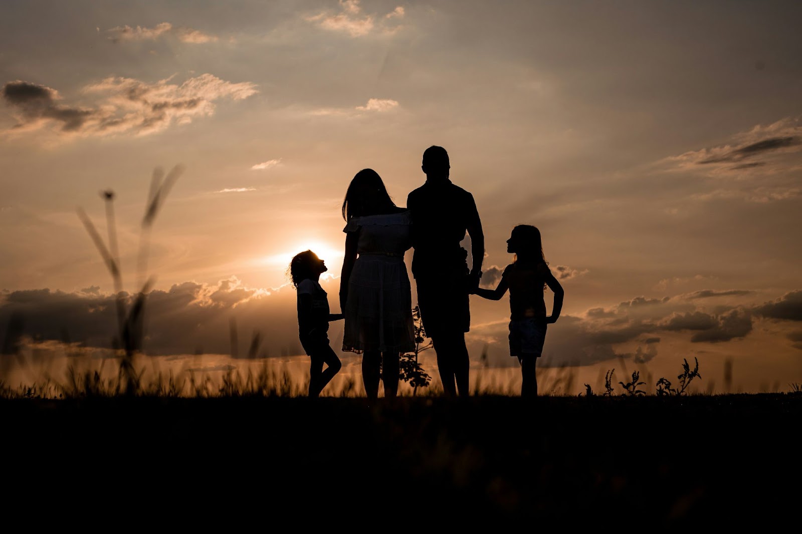 A family holding hands 