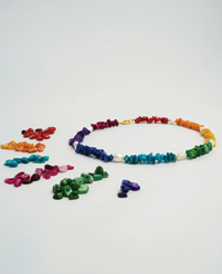 A colorful necklace and beads

AI-generated content may be incorrect.