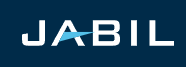 A blue rectangle with "JABIL" in white capital letters, featuring a light blue triangle through the letter "A".