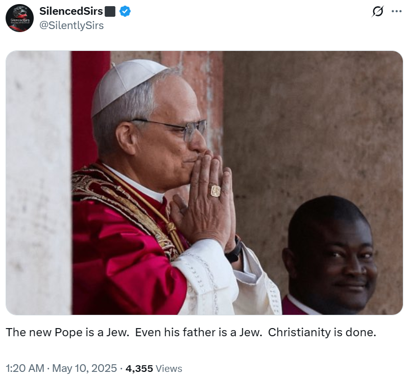 The new Pope is a Jew. Even his father is a Jew. Christianity is done.