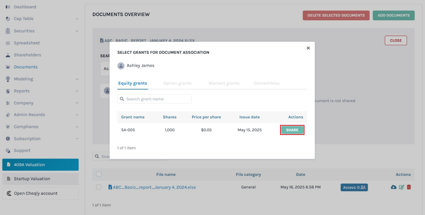 select grants for document 