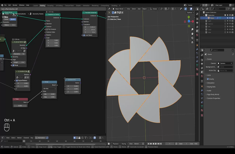 Blender 3D modeling interface with a flower-shaped object