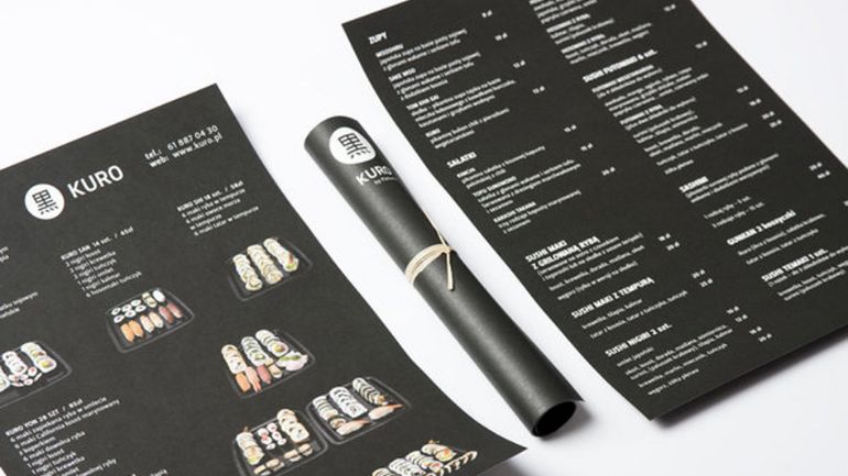 Desain menu Kuro Sushi